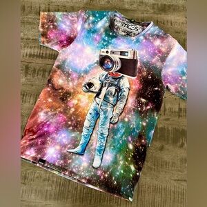Blue and Purple Cosmic Tank Top with Astronaut Design